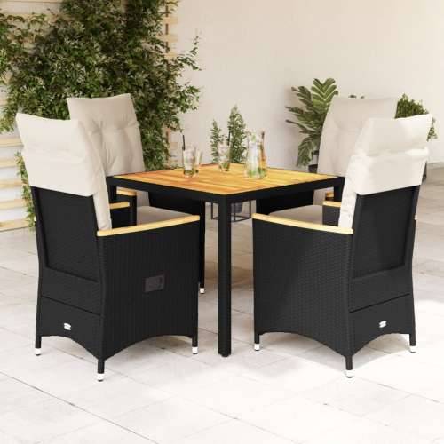 Vrtna garnitura - 5-dijelni vrtni blagovaonski set s jastucima od poliratana crni - 90 x 90 x 75 cm pe rattan 4 Cijena