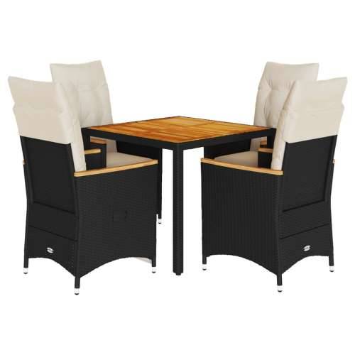 Vrtna garnitura - 5-dijelni vrtni blagovaonski set s jastucima od poliratana crni - 90 x 90 x 75 cm pe rattan 4 Cijena