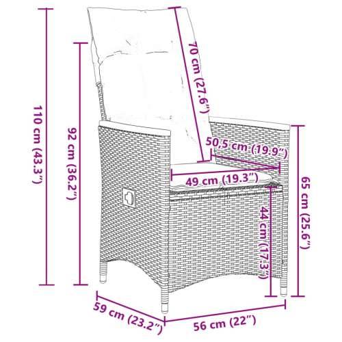 Vrtna garnitura - 9-dijelni vrtni blagovaonski set s jastucima crni od poliratana - 190 x 90 x 75 cm pe rattan and wood 8 Cijena