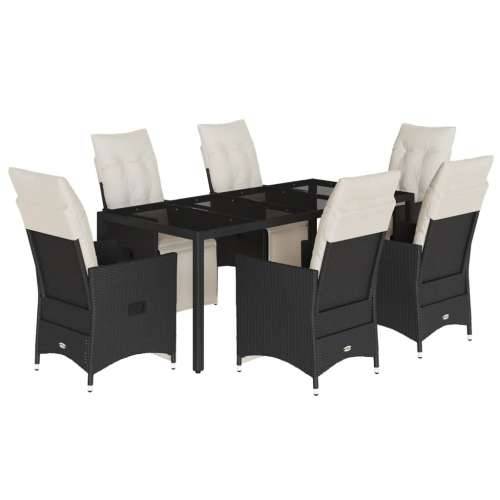 Vrtna garnitura - 7-dijelni vrtni blagovaonski set s jastucima crni od poliratana - 190 x 90 x 75 cm pe rattan and glass 6 Cijena