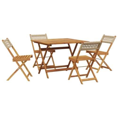 Vrtna garnitura - 5-dijelni vrtni blagovaonski set bež poliratana i masivno drvo - Bež 90 x 90 x 75 cm 1 Cijena
