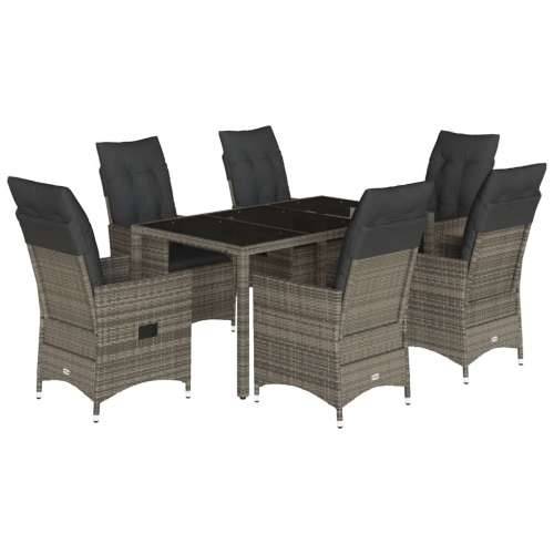 Vrtna garnitura - 7-dijelni vrtni blagovaonski set sivi od poliratana - 150 x 90 x 75 cm Bez naslona za noge 6 Cijena
