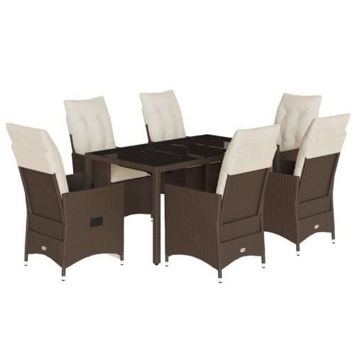 Vrtna garnitura - 7-dijelni vrtni blagovaonski set s jastucima poliratan smeđi - 150 x 90 x 75 cm s podignutom nogom 6 Cijena