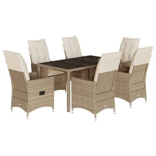 Vrtna garnitura - 7-dijelni vrtni blagovaonski set od poliratana s jastucima bež - 150 x 90 x 75 cm bez podignute noge 6 Cijena