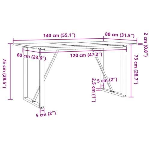 Blagovaonski stol O-oblika 140x80x75 cm od borovine i čelik - 140 x 80 x 75 cm 1 O-oblik O-okvir Cijena