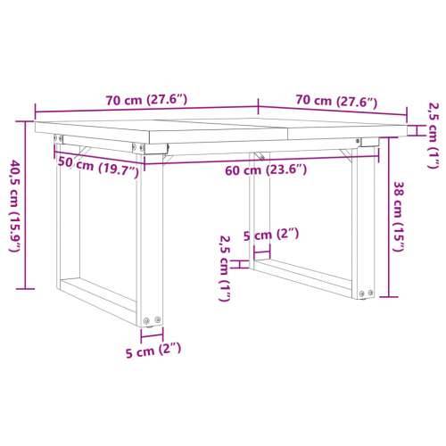 Stolić za kavu O-oblika 70x70x40,5 cm od borovine i čelik - 70 x 70 x 40.5 cm 1 O-oblik O-okvir Cijena