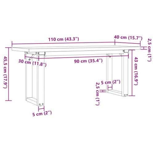 Stolić za kavu O-oblika 110x40x45,5 cm od borovine i čelik - 110 x 40 x 45.5 cm 1 O-oblik O-okvir Cijena
