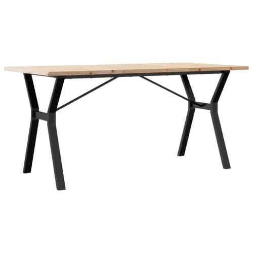Blagovaonski stol Y-oblika 140x80x75,5 cm od borovine i čelik - 140 x 80 x 75.5 cm 1 Oblik slova Y y-okvir Cijena