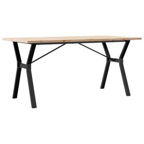 Blagovaonski stol Y-oblika 140x80x75,5 cm od borovine i čelik - 140 x 80 x 75.5 cm 1 Oblik slova Y y-okvir Cijena