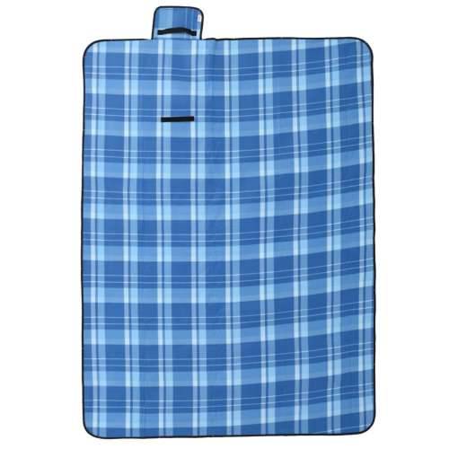 Deka za piknik sklopiva plava karirana 200 x 150 cm baršunasta - Plava 200 x 150 cm Cijena