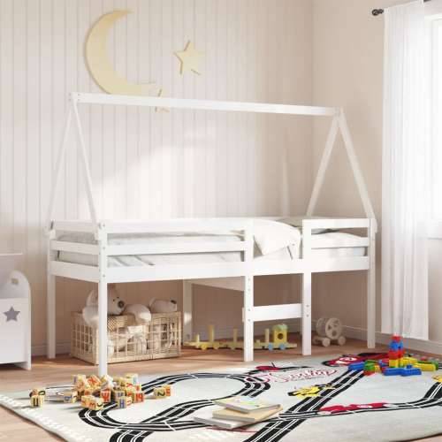 Krov za dječji krevet bijeli 209x85,5x88 cm masivna borovina - Bijela 209 x 85.5 x 88 cm Cijena
