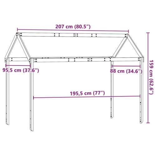Krov za dječji krevet bijeli 207x95,5x159 cm masivna borovina - Bijela 207 x 95.5 x 159 cm Cijena