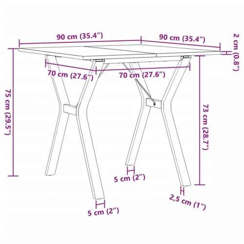 Blagovaonski stol Y-oblika 90x90x75 cm od borovine i čelik - 90 x 90 x 75 cm 1 Oblik slova Y y-okvir Cijena