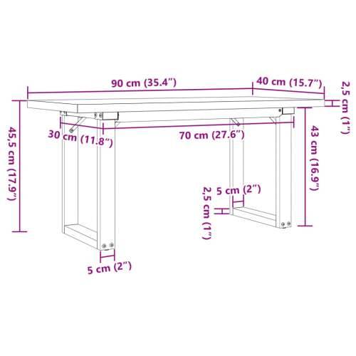 Stolić za kavu O-oblika 90x40x45,5 cm od borovine i čelik - 90 x 40 x 45.5 cm 1 O-oblik O-okvir Cijena