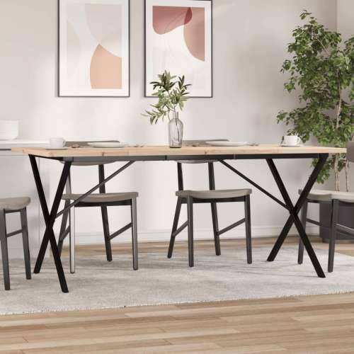 Blagovaonski stol X-oblika 180x90x75,5 cm od borovine i čelik - 180 x 90 x 75.5 cm 1 Oblik slova X x-okvir Cijena