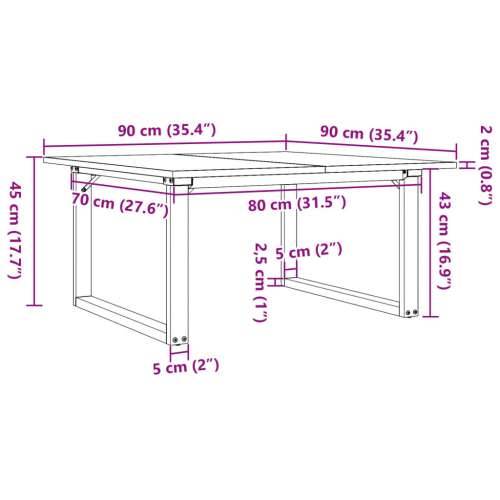 Stolić za kavu O-oblika 90x90x45 cm borovina i čelik - 90 x 90 x 45 cm 1 O-oblik O-okvir Cijena