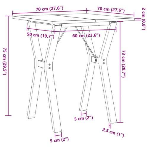 Blagovaonski stol Y-oblika 70x70x75 cm od borovine i čelik - 70 x 70 x 75 cm 1 Oblik slova Y y-okvir Cijena