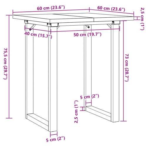 Blagovaonski stol O-oblika 60x60x75,5 cm od borovine i željeza Cijena