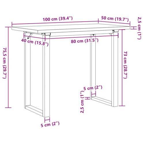 Blagovaonski stol O-oblika 100x50x75,5 cm od borovine i čelik - 100 x 50 x 75.5 cm 1 O-oblik O-okvir Cijena