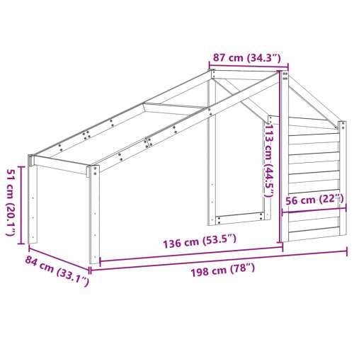 Krov za dječji krevet 198 x 87 x 113 cm od masivne borovine - Prirodna 198 x 87 x 113 cm Cijena