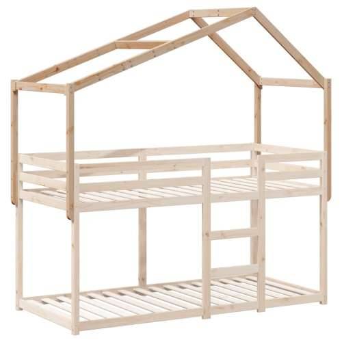 Krov za dječji krevet 203 x 80,5 x 142 cm od masivne borovine - Prirodna 203 x 80.5 x 142 cm Cijena