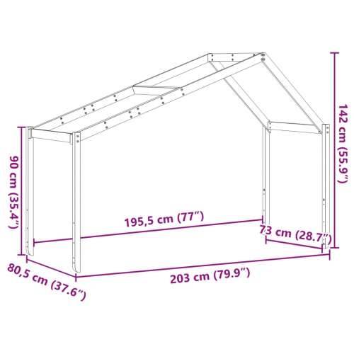 Krov za dječji krevet 203 x 80,5 x 142 cm od masivne borovine - Prirodna 203 x 80.5 x 142 cm Cijena