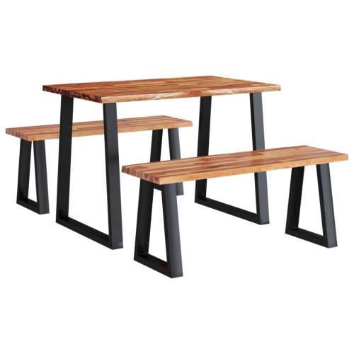 3-dijelni blagovaonski set sa živim rubom masivno drvo bagrema - 110 cm 3 Cijena
