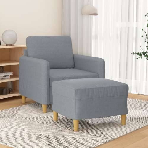 Fotelja s tabureom svjetlosiva 60 cm od tkanine - Svjetlosiva Cijena