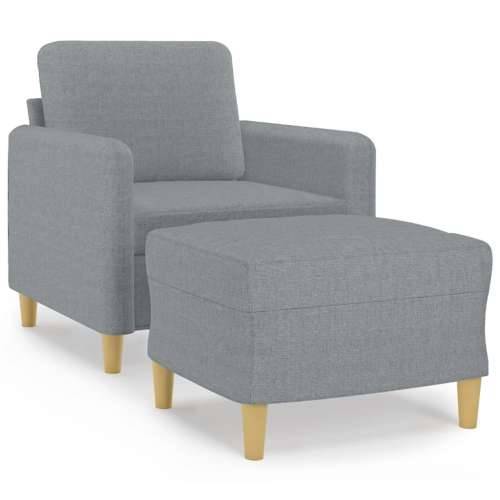 Fotelja s tabureom svjetlosiva 60 cm od tkanine - Svjetlosiva Cijena
