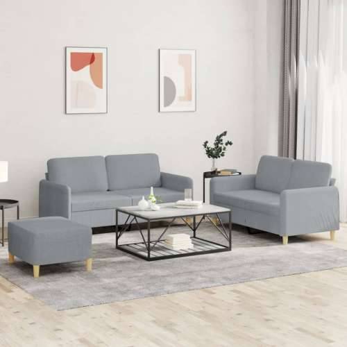 3-dijelni set sofa s jastucima svjetlosivi od tkanine - Svjetlosiva S osloncem za noge Cijena