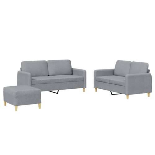 3-dijelni set sofa s jastucima svjetlosivi od tkanine - Svjetlosiva S osloncem za noge Cijena