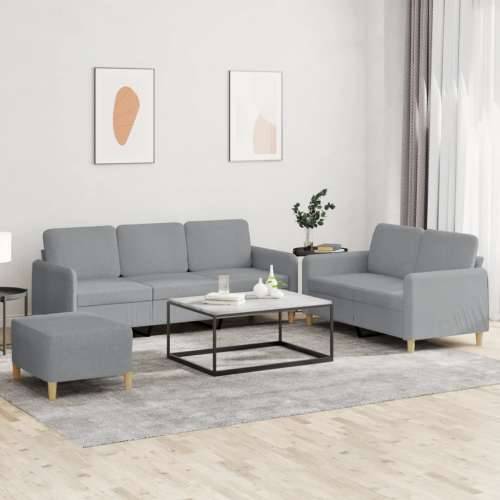 3-dijelni set sofa s jastucima svjetlosivi od tkanine - Svjetlosiva S osloncem za noge Cijena