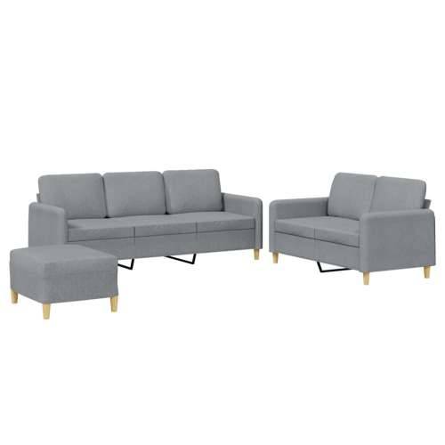 3-dijelni set sofa s jastucima svjetlosivi od tkanine - Svjetlosiva S osloncem za noge Cijena