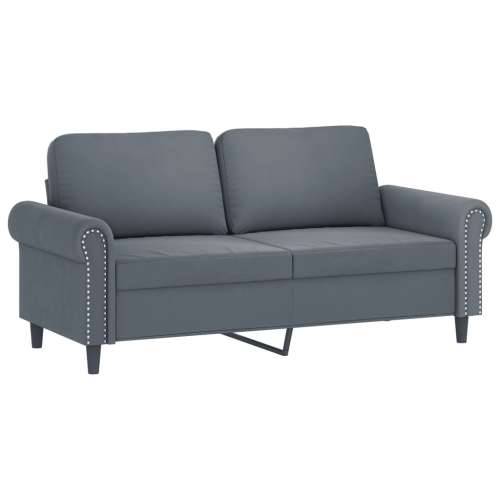 3-dijelni set sofa s jastucima tamnosivi baršunasti - Tamno siva s jastucima i tabureom Cijena