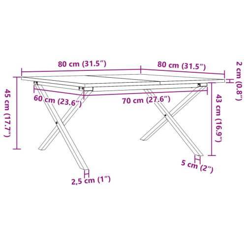 Stolić za kavu X-oblika 80x80x45 cm borovina i čelik - 80 x 80 x 45 cm 1 Oblik slova X x-okvir Cijena