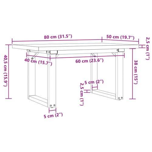 Stolić za kavu O-oblika 80x50x40,5 cm od borovine i čelik - 80 x 50 x 40.5 cm 1 O-oblik O-okvir Cijena