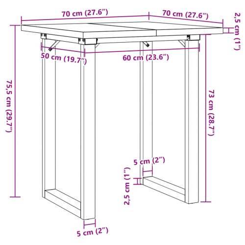 Blagovaonski stol O-oblika 70x70x75,5 cm od borovine i čelik - 70 x 70 x 75.5 cm 1 O-oblik O-okvir Cijena