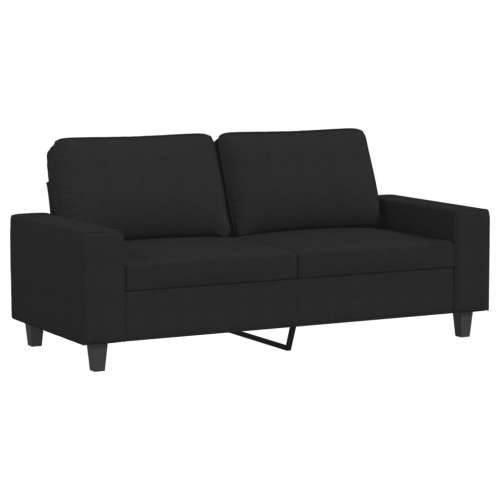 3-dijelni set sofa crni od tkanine - Crna s jastučićima i tabureom Cijena