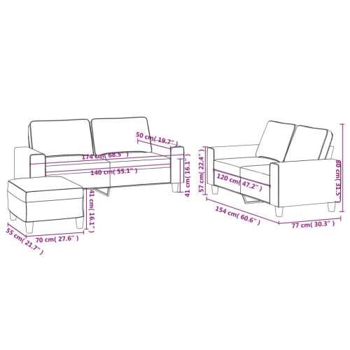 3-dijelni set sofa crni od tkanine - Crna s jastučićima i tabureom Cijena