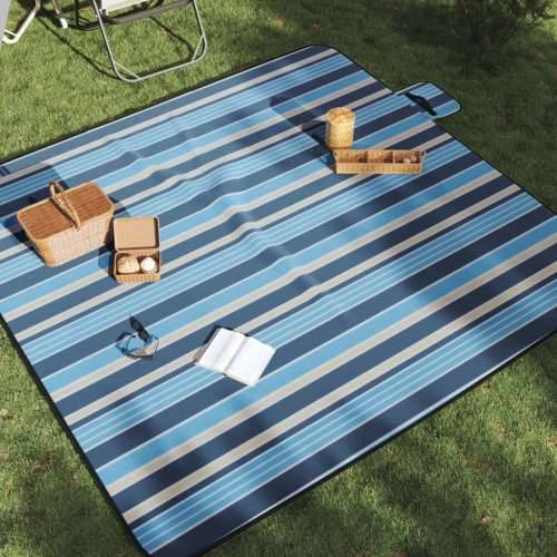 Deka za piknik sklopiva plava bijela pruga 200x200cm baršunasta Plava i bijela 200 x 200 cm Cijena