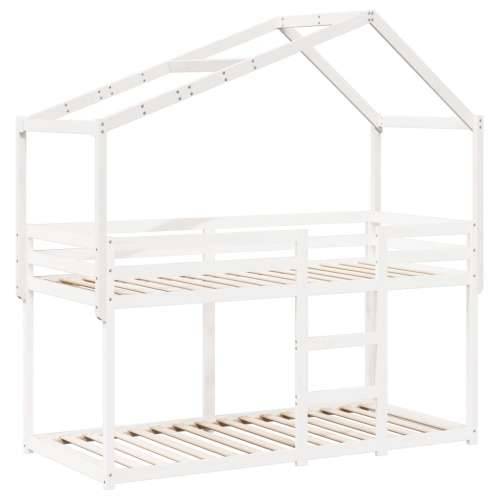 Krov za dječji krevet bijeli 213x95,5x144,5 cm masivna borovina - Bijela 213 x 95.5 x 144.5 cm Cijena