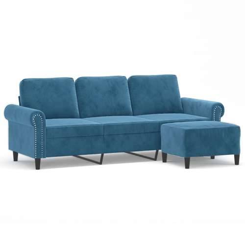 Trosjed s tabureom plavi 180 cm baršunasti - Plava Cijena
