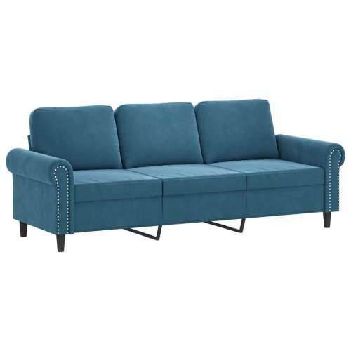 Trosjed s tabureom plavi 180 cm baršunasti - Plava Cijena