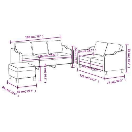 3-dijelni set sofa s jastucima crni od tkanine Crna s jastučićima i tabureom Cijena