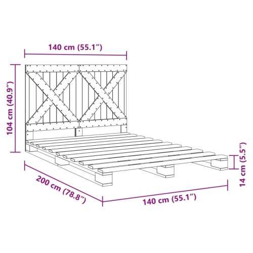 Okvir za krevet s uzglavljem 140x200 cm od masivne borovine - Prirodna 140 x 200 cm Ne with cross headboard Cijena
