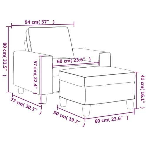 Fotelja s tabureom crna 60 cm od tkanine - Crna Cijena