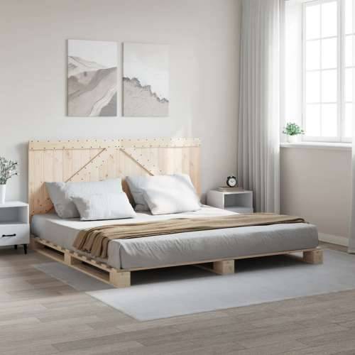 Okvir kreveta s uzglavljem 200 x 200 cm od masivne borovine - Prirodna 200 x 200 cm Ne with triangle headboard Cijena