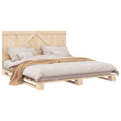 Okvir kreveta s uzglavljem 200 x 200 cm od masivne borovine - Prirodna 200 x 200 cm Ne with triangle headboard Cijena