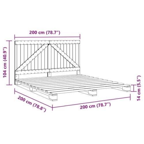 Okvir kreveta s uzglavljem 200 x 200 cm od masivne borovine - Prirodna 200 x 200 cm Ne with triangle headboard Cijena