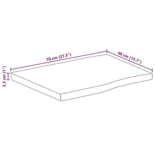 Stolna ploča 70x40x2,5 cm od masivnog drva manga sa živim rubom - Drvo manga (završna obrada od hrastovine) 70 x 40 cm 1 25 mm Cijena